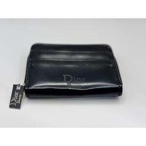 Dior Beauty Black Patent Leather Zip Around Card Holder Wallet Purse